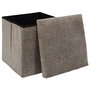 Home Deco Factory Caja-Puf Plegable Scott Cocooning Tapizado Acanalado Poliéster PU 38x38x38 cm