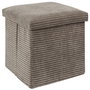 Home Deco Factory Caja-Puf Plegable Scott Cocooning Tapizado Acanalado Poliéster PU 38x38x38 cm