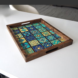 Aberto Design REF031 Bandeja de Madera Maciza 48 x 38 x 4 cm Elegante Decoración Hogar Funcional