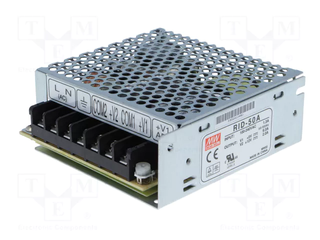 MEAN WELL RID-50A Fuente de alimentación de impulso 54W de 2 salidas MEAN WELL RID-50A Fuente de alimentación de impulso 54W de 2 salidas