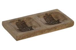 DKD Home Decor Hamsa 24 Vaciabolsillos Indio Mango Natural 20 x 10 x 2.5 cm (4 Unidades)