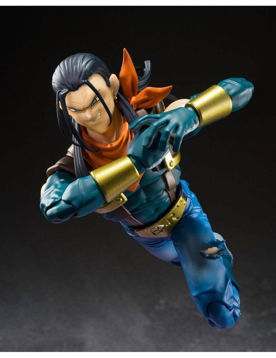 TAMASHII NATIONS S.H. Figuarts Super Android 17 Dragon Ball GT, 15 cm, con efectos y rostros intercambiables