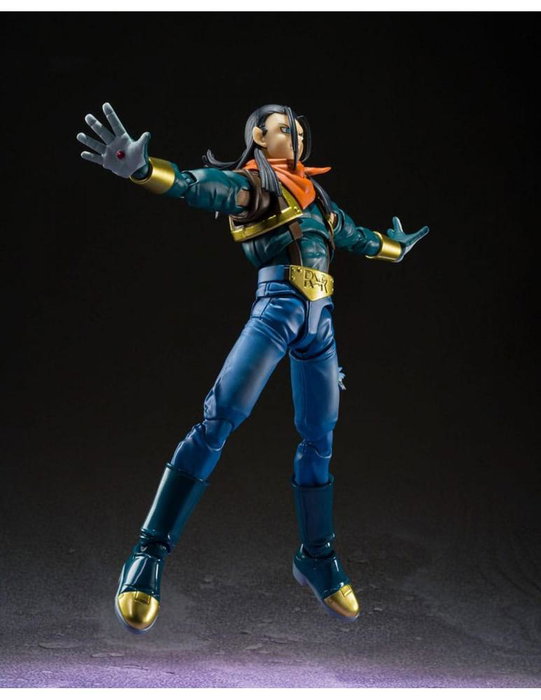 TAMASHII NATIONS S.H. Figuarts Super Android 17 Dragon Ball GT, 15 cm, con efectos y rostros intercambiables