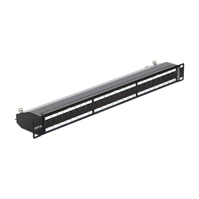 DeLOCK Patch Panel Cat.6A 24 Puertos 19'' 1U Negro DeLOCK Patch Panel Cat.6A 24 Puertos 19'' 1U Negro