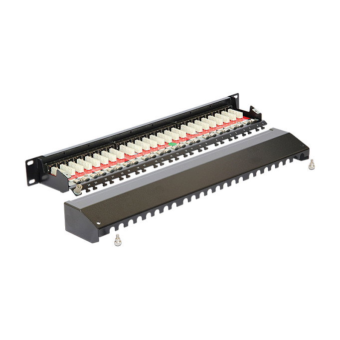 Delock Patchpanel 24 Puertos Cat.6A RJ-45 Montaje en Rack 1U Negro Metal 43320