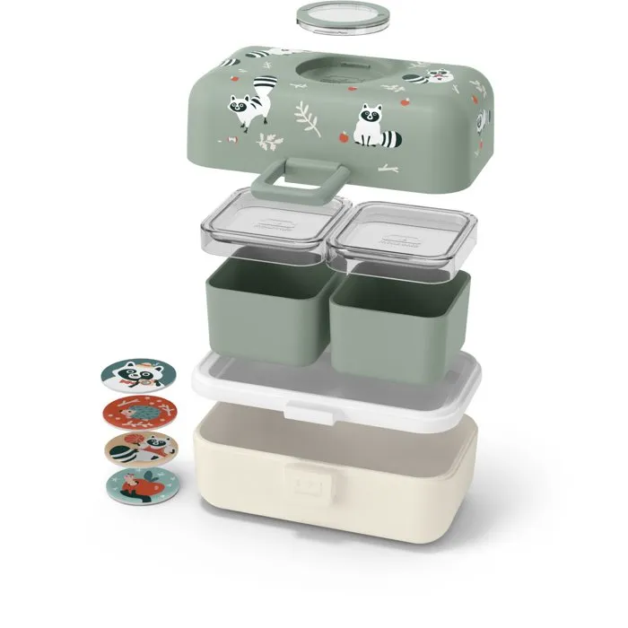Monbento Lonchera Infantil MB Tresor Raccoon - 3 Compartimentos Sin BPA - MON3760192689441