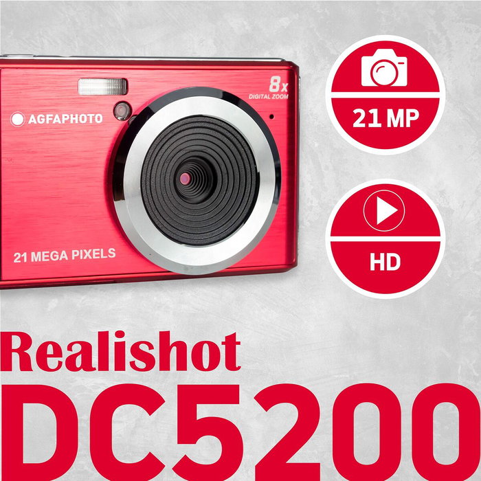 AgfaPhoto Realishot DC5200 Cámara Digital Compacta, Rojo AgfaPhoto Realishot DC5200 Cámara Digital Compacta, Rojo