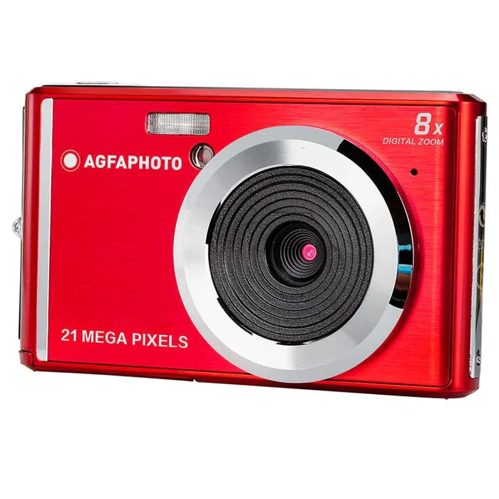 AgfaPhoto Realishot DC5200 Cámara Compacta Digital 21 MP CMOS Sensor HD Zoom 8x Estabilizador de Imagen Grabación Video 720p Color Rojo