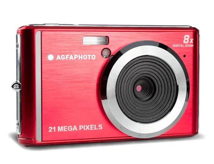AgfaPhoto Realishot DC5200 Cámara Compacta Digital 21 MP CMOS Sensor HD Zoom 8x Estabilizador de Imagen Grabación Video 720p Color Rojo
