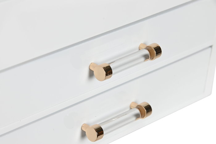 DKD Home Decor Joyero Moderno Blanco Crema 18 x 14 x 23 cm