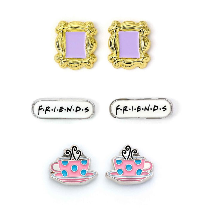 THE CARAT SHOP Set 3 Pares Pendientes Friends Monica Central Perk Logo Bañados Plata THE CARAT SHOP Set 3 Pares Pendientes Friends Monica Central Perk Logo Bañados Plata