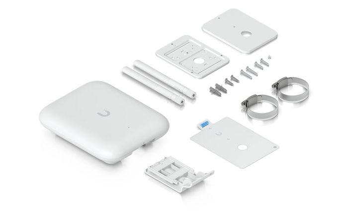 Ubiquiti Access Point WiFi 7 Exterior con 4 Flujos Espaciales, Puerto 2.5 GbE, PoE+, IPX6, Antena Direccional, Cobertura 465 m², Color Blanco