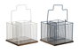 DKD Home Decor Cubertero de Metal y Rubberwood 18x18x15, Surtido de 2