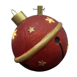 DKD Home Decor Base de Árbol de Navidad Tradicional con Luces LED, 40.5 x 40 x 40.5 cm, en Color Rojo y Dorado