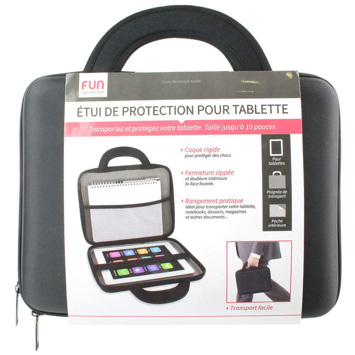 Fun Connection Maletín Universal para Tablet 10 Pulgadas, Resistente, Asa Cómoda y Cremallera Doble