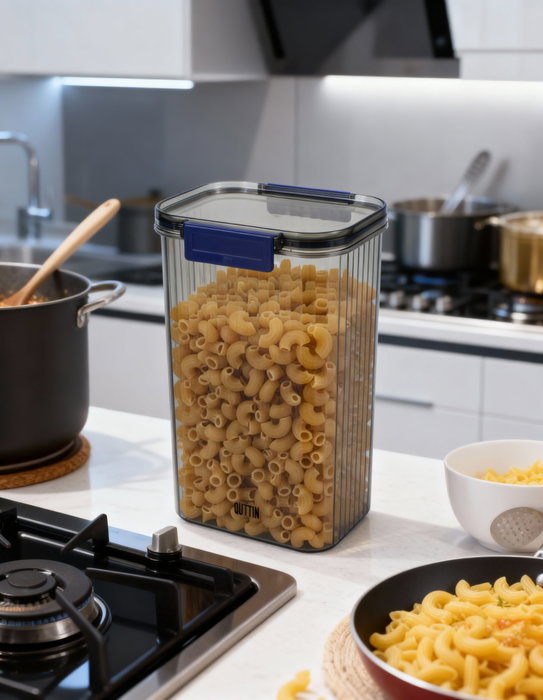 Inde Tarro de Plástico PET Rectangular con Tapa Hermética de 1800 ml (13.2 x 10.8 x 21 cm) para Almacenamiento (12 Unidades)