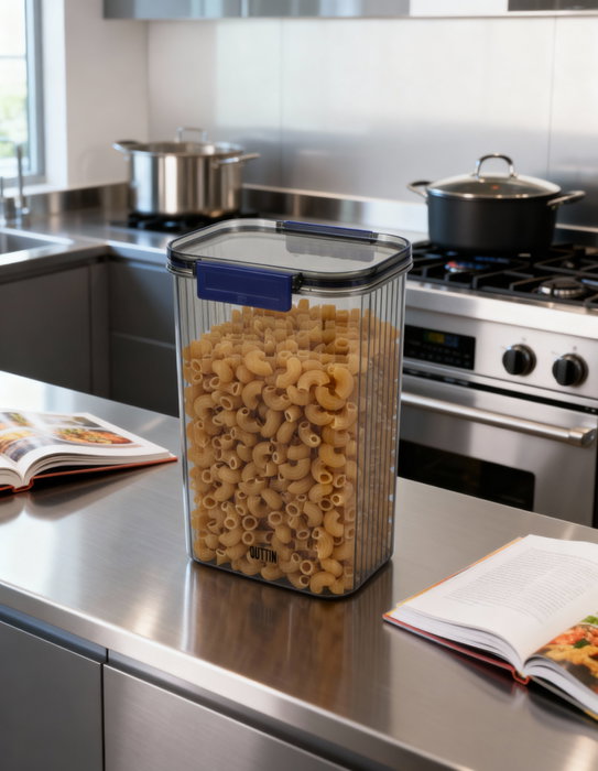 Inde Tarro de Plástico PET Rectangular con Tapa Hermética de 1800 ml (13.2 x 10.8 x 21 cm) para Almacenamiento (12 Unidades)