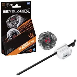 Beyblade Beyblade X Starter Pack Rudder Phoenix 4-70LF UX, peonza de ataque Takara Tomy con lanzador, peonzas de competicion, a partir de 8 años, HASG2739ES0