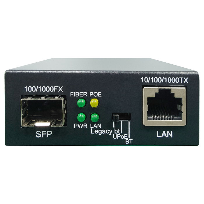 LevelOne GVT-2015 Conversor Ethernet 10/100/1000Base-T RJ45 a Puerto SFP con Alimentación PoE+ de 60W para Red Gigabit