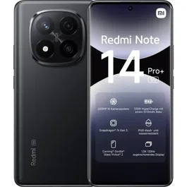 Xiaomi Redmi Note 14 Pro+ Smartphone 12GB RAM 256GB 6.67" AMOLED 120Hz 5G Cámara 200MP Snapdragon 7s Gen 3 Batería 5110mAh IP68 Negro