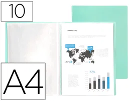 Liderpapel Carpeta con 10 fundas polipropileno DIN A4 verde manzana opaco