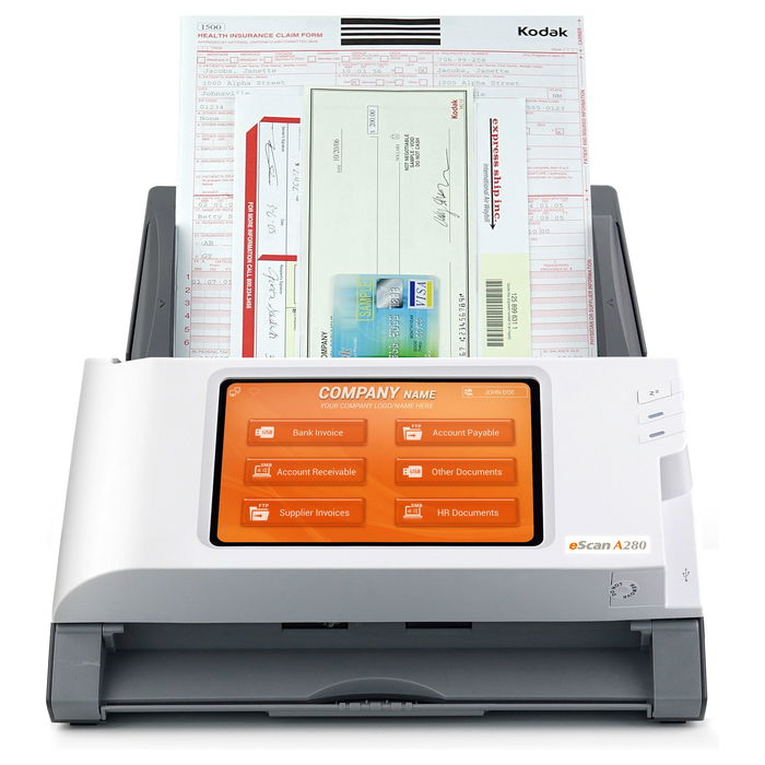 Plustek Escáner A280 Enterprise, Resolución 600x600 DPI, Escaneo Dúplex a Color, Velocidad 20 ppm, Pantalla 7"