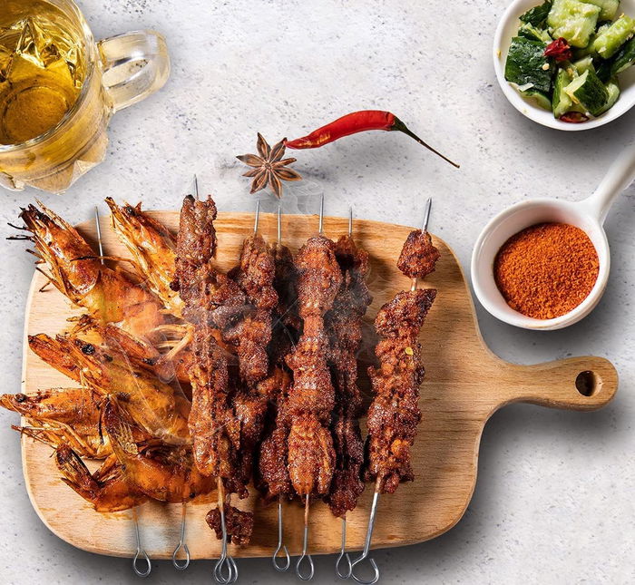 Algon BBQ Set de 12 Pinchos de Metal para Barbacoa con Longitud de 25 cm y Diámetro de 2.5 mm (24 Unidades)