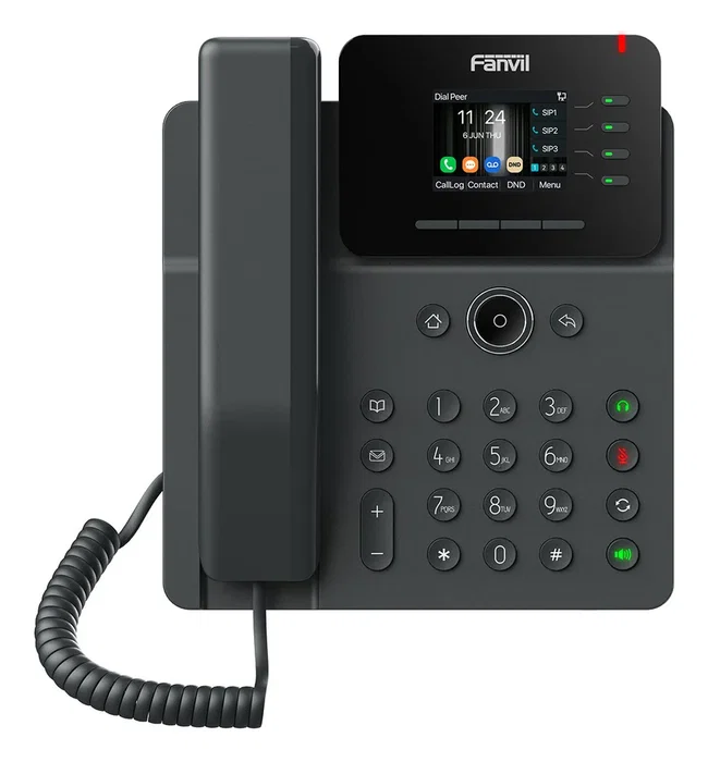 Fanvil V61W Teléfono IP VoIP Wi-Fi 6 Negro con Pantalla LCD 2.4", 4 Líneas, PoE, Bluetooth 5.4 y Conexión Gigabit Ethernet para Oficina