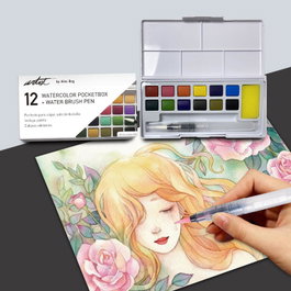 ARTIST BY ALEX BOG Estuche 12 acuarelas Pocketbox Artist con pincel brush