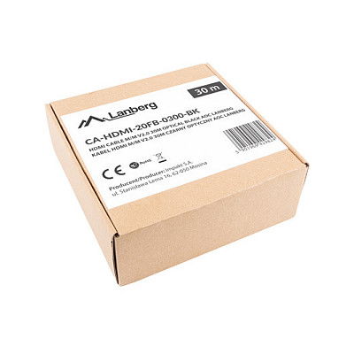 LANBERG Cable HDMI 2.0 Macho-Macho 30 metros 4K 18 Gbit/s AOC Optico Negro - CA-HDMI-20FB-0300-BK LANBERG Cable HDMI 2.0 Macho-Macho 30 metros 4K 18 Gbit/s AOC Optico Negro - CA-HDMI-20FB-0300-BK