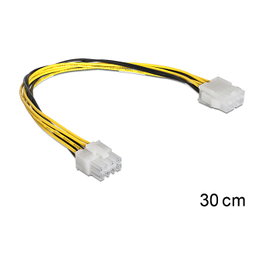 DeLOCK 83342 Cable de Alimentación 8 Pin EPS 0.3m Macho a Hembra Negro Amarillo