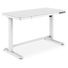 Digitus Escritorio Eléctrico de Altura Ajustable 1200x600x120 mm, con Cajón y Puerto USB Carga, Color Blanco, Hasta 50 Kg