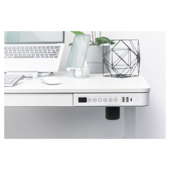 Digitus DA-90424 Escritorio Eléctrico Altura Regulable con Cajón y Carga USB 120x60cm Blanco
