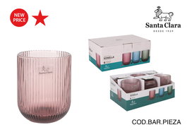 La Mediterranea Vaso Sonella 270 cc Morado - Cristalería, 7.5x7.5x9 cm (48 Unidades)