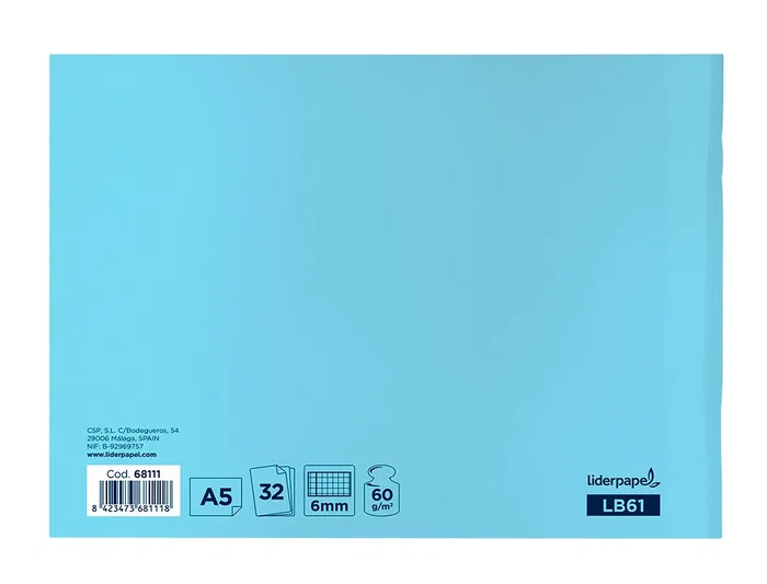Liderpapel Libreta Smart A5 Apaisado 32 Hojas 60gr Cuadro 6 mm Con Margen Colores Surtidos