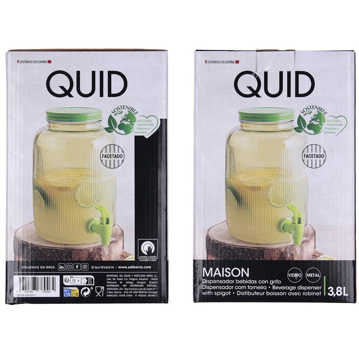 Quid Dispensador de Bebidas Maison de Vidrio Verde 4 L