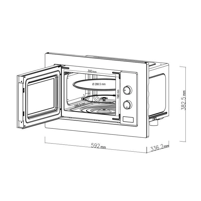 Continental Edison Microondas empotrable CEMO20EBM Negro 1200 W 21 L