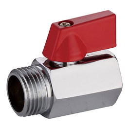 Verhal - Válvula de Esfera Mini M-H 1/2 Pulgada con Palanca Roja, Latón, Aluminio y Acero Inoxidable