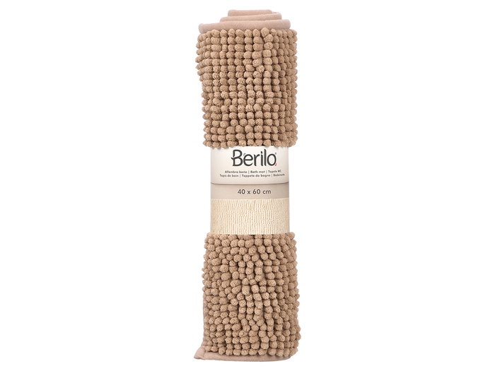 Berilo Alfombra de Baño Marrón 40x60 cm en Poliéster Reciclado, Cosido a Máquina, 800 GSM (Set de 12)