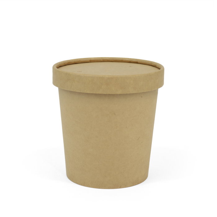 Algon Set 4 Tarrinas Kraft con Tapa 800 ml - 11.5 x 12 x 11.5 cm (12 Unidades)