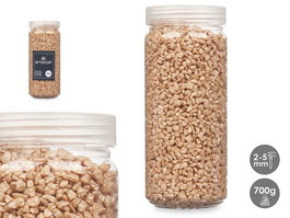 Giftdecor Bote Decorativo Piedra Metalizada 2-5 mm, 700 g, Color Beige, Dimensiones 6.5 x 6.5 x 15.8 cm (Set de 12)