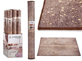 Giftdecor Alfombra Marron con Manchas Doradas 150 x 100 cm (Set de 9)