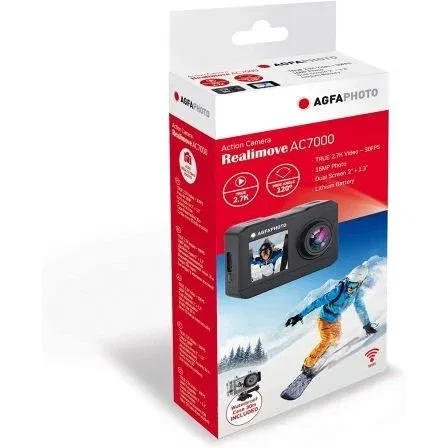 AgfaPhoto Cámara Deportiva AC7000 2.7K/16MP/Ángulo 120º/Gris