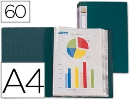 Liderpapel Carpeta Verde con 60 Fundas DIN A4 y Lomo Personalizable