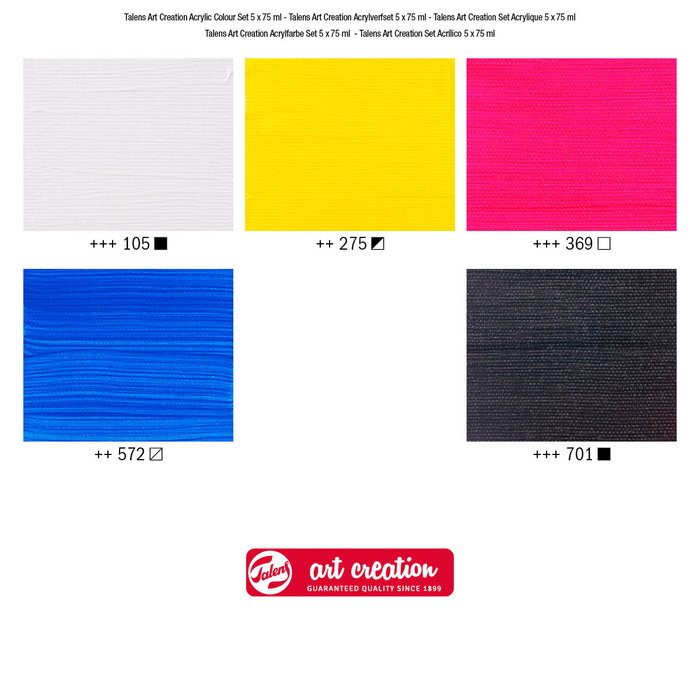 Talens Set de Iniciación de Pintura Acrílica Art Creation con 5 Tubos de 75 ml
