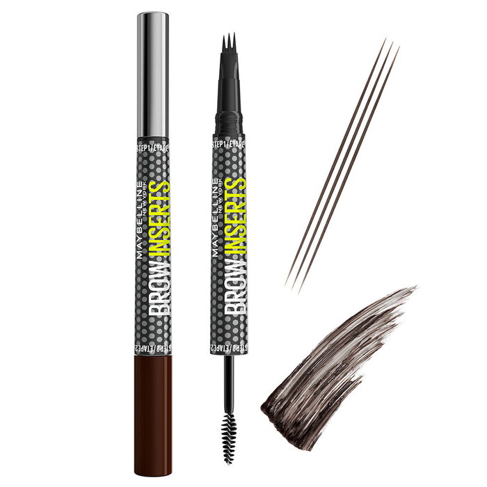 Maybelline Brow Insert - Gel con Fibras y Triple Punta 0.015 mm para Multiplicar Cejas, Tono #Black Brown, 1 unidad