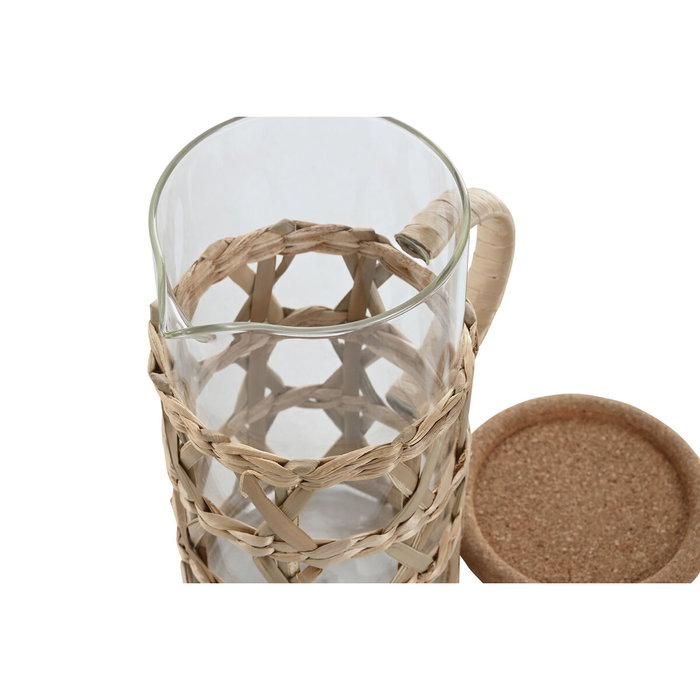 DKD Home Decor Jarra de Borosilicato y Fibra 1,25L Natural