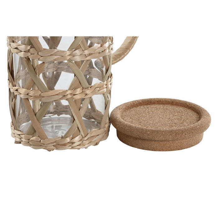 DKD Home Decor Jarra de Borosilicato y Fibra 1,25L Natural