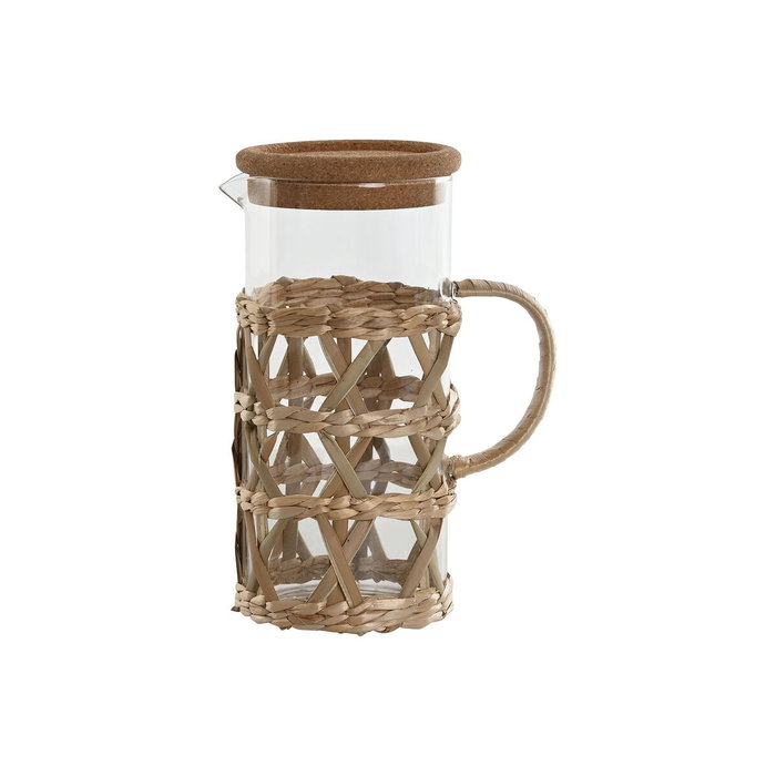 DKD Home Decor Jarra de Borosilicato y Fibra 1,25L Natural
