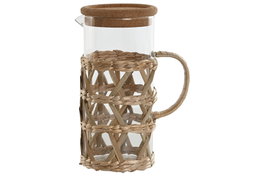 DKD Home Decor Jarra de Borosilicato y Fibra 1,25L Natural